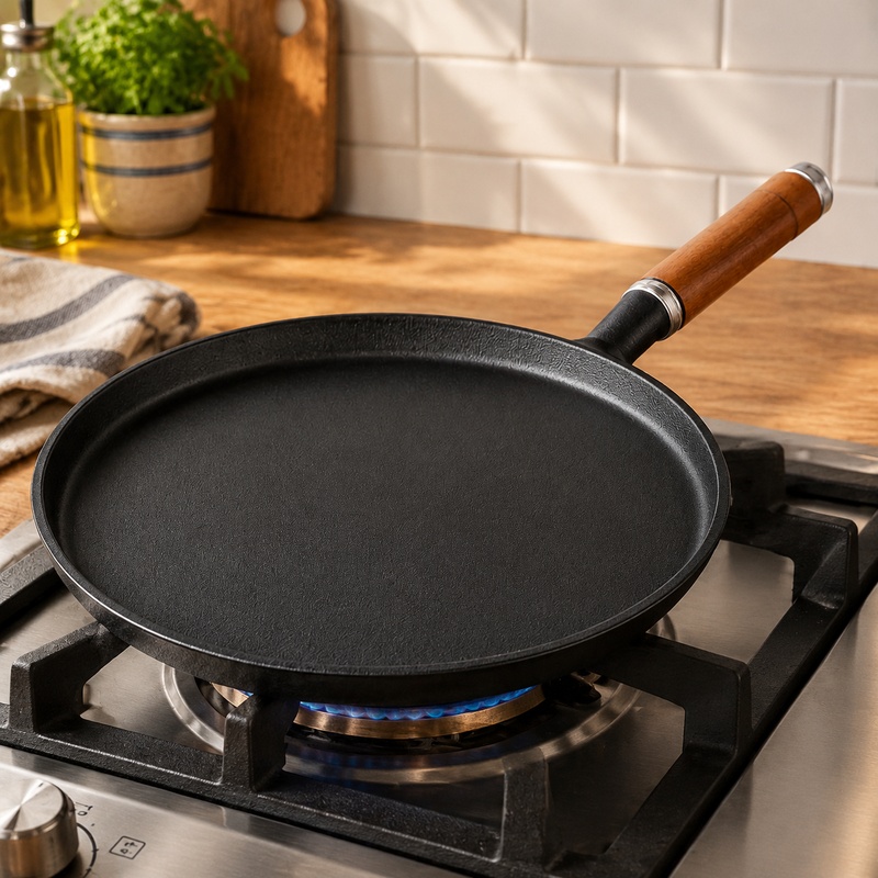 Egg Waffle Pan - Heavy-Duty Cast Iron Frying Pan Compatible