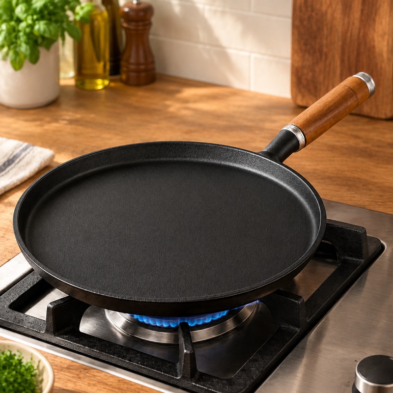 Egg Waffle Pan - Heavy-Duty Cast Iron Frying Pan Compatible
