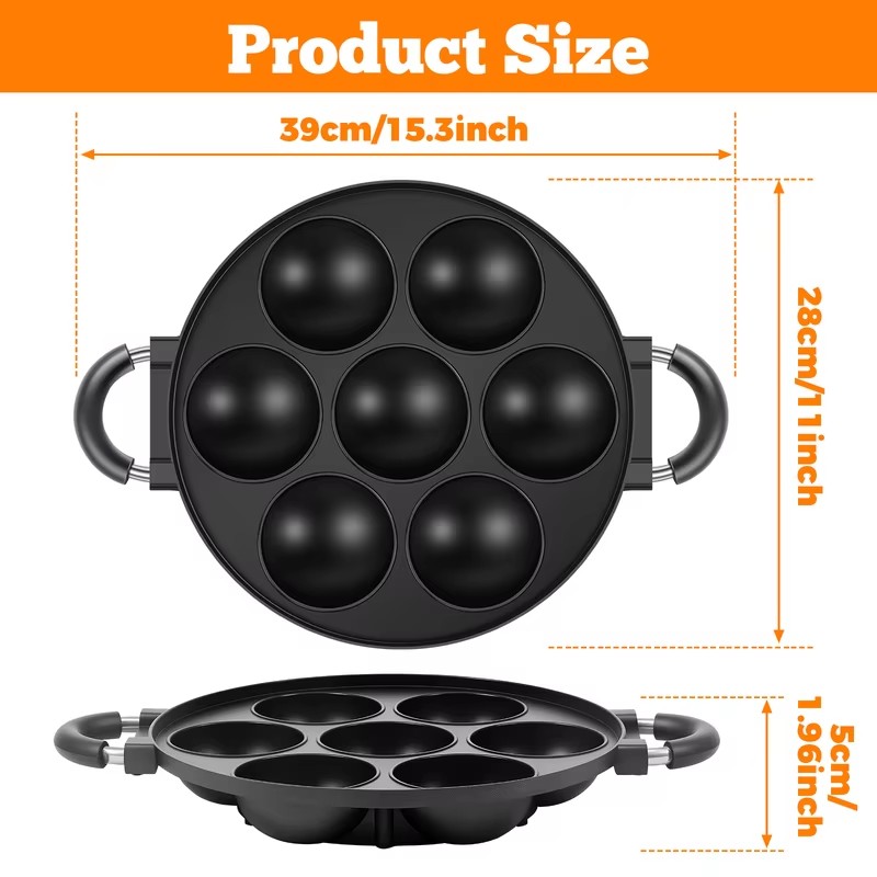 7-Cavity Aluminum Mold for Pan - Egg Waffle Pan review and price
